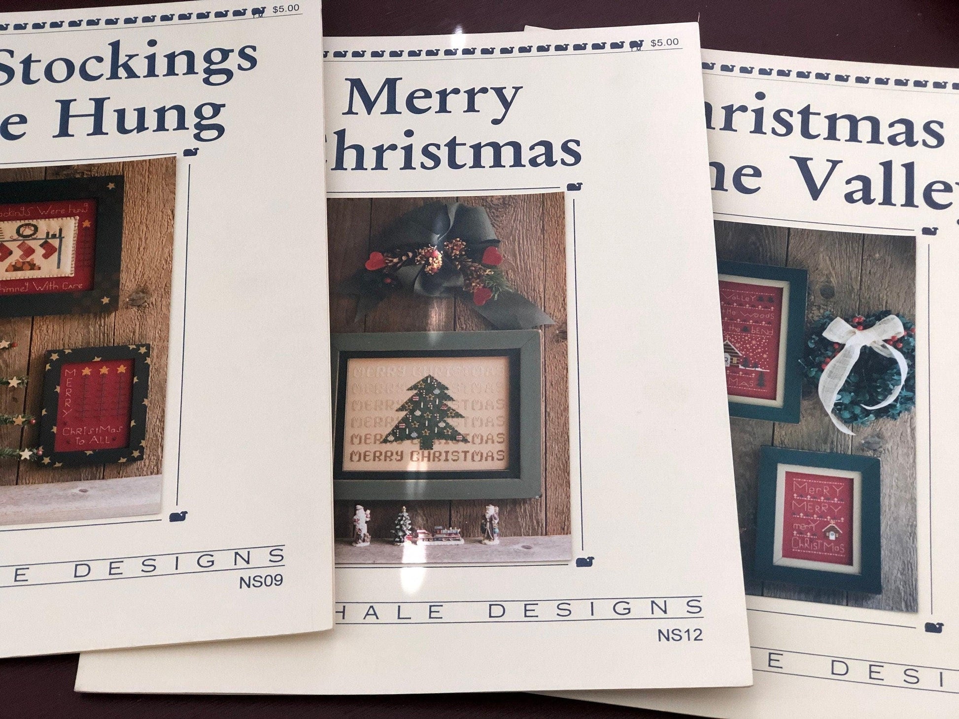 Blue Whale Designs, Set to 3, The Stockings Were Hung, Merry Christmas, Christmas in the Valley, Vintage 1994-95, Cross Stitch Patterns