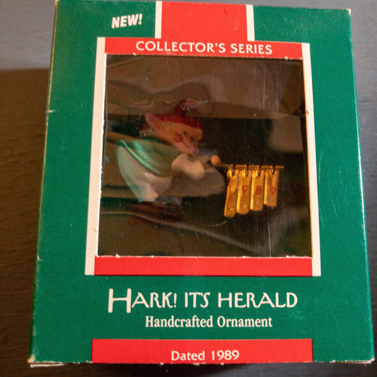 Hallmark, Hark It&#39;s Herald #1, Dated 1989, Keepsake Ornament, QX4555