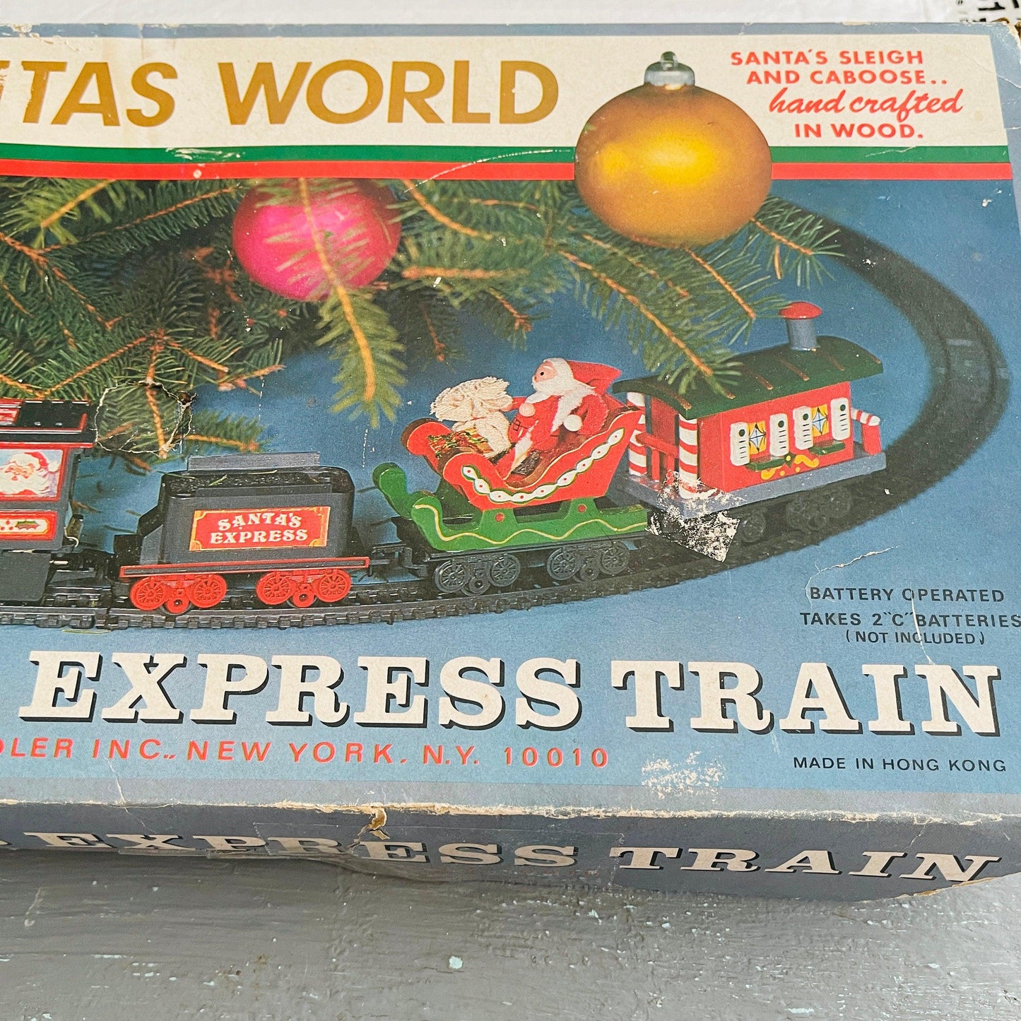 Kurt S. Adler, Santa&#39;s World, Santa&#39;s Express Train, Sleigh & Caboose handcrafted in Wood