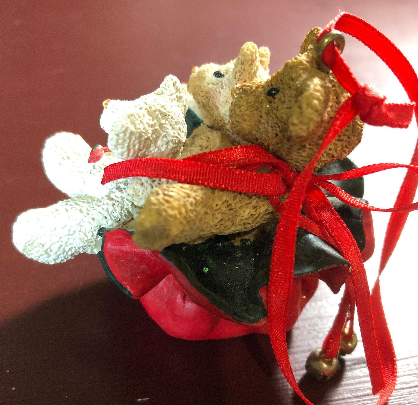 Three Bears in Santa&#39;s Sack, Kurt Adler, Vintage, Christmas, Ornament