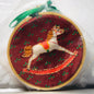 Embroidery Hoop with Hobby Horse, Says Christmas on other side Ornament