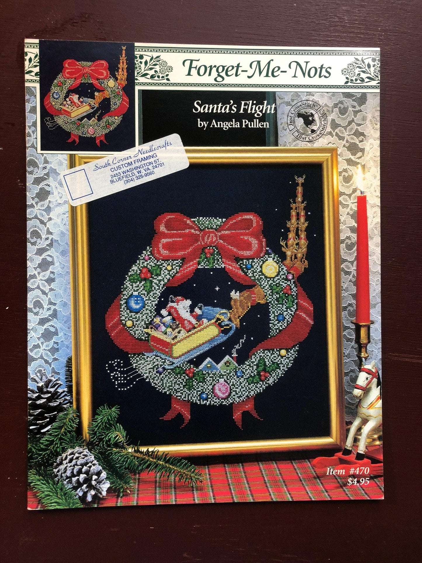 Forget-Me-Nots, Santa&#39;s Flight, Angela Pullen, Vintage 1993, Counted Cross Stitch Pattern