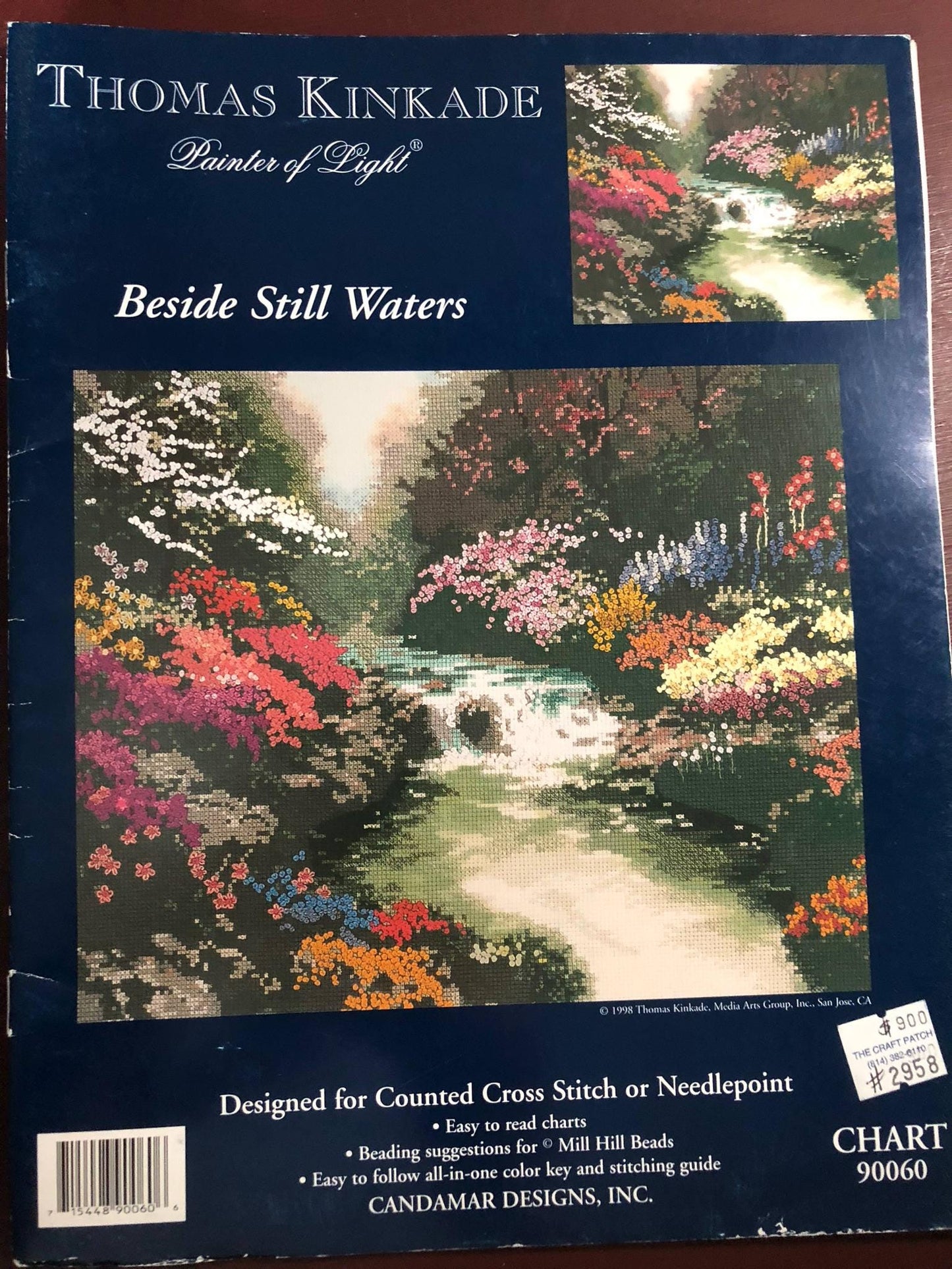 Thomas Kinkade, Painter of Light, Beside Still Water, Designed for, Counted Cross Stitch, or Needlepoint, Candamar Designs, Chart, No 90060