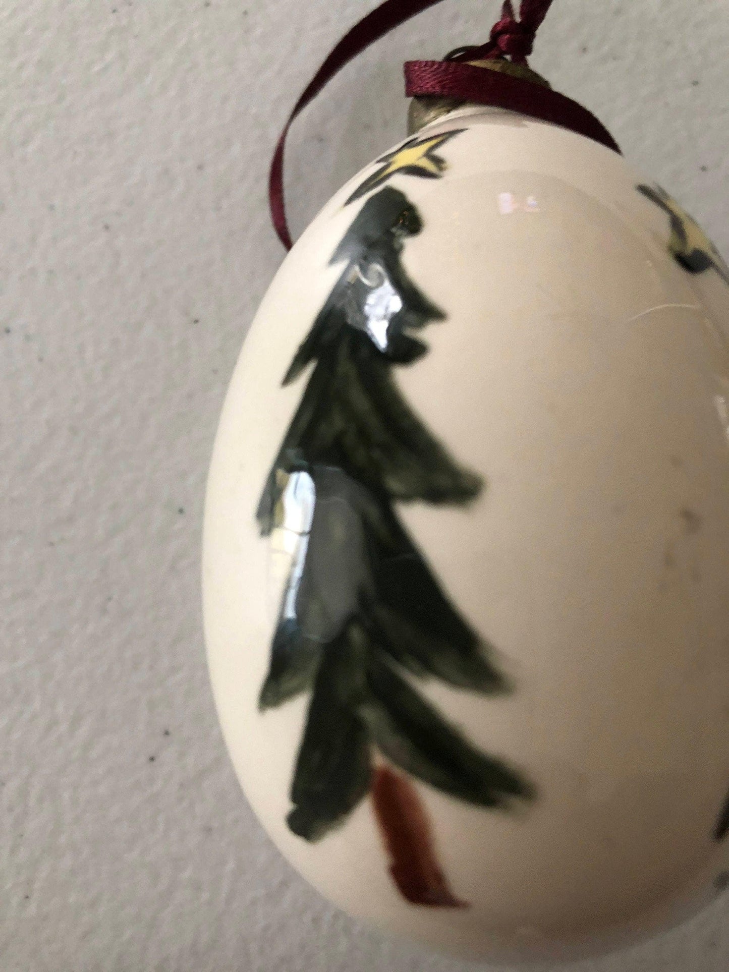 Tree Moon and Star egg shaped ornament, Vintage 1996, Hand Painted Christmas Tree Ornament