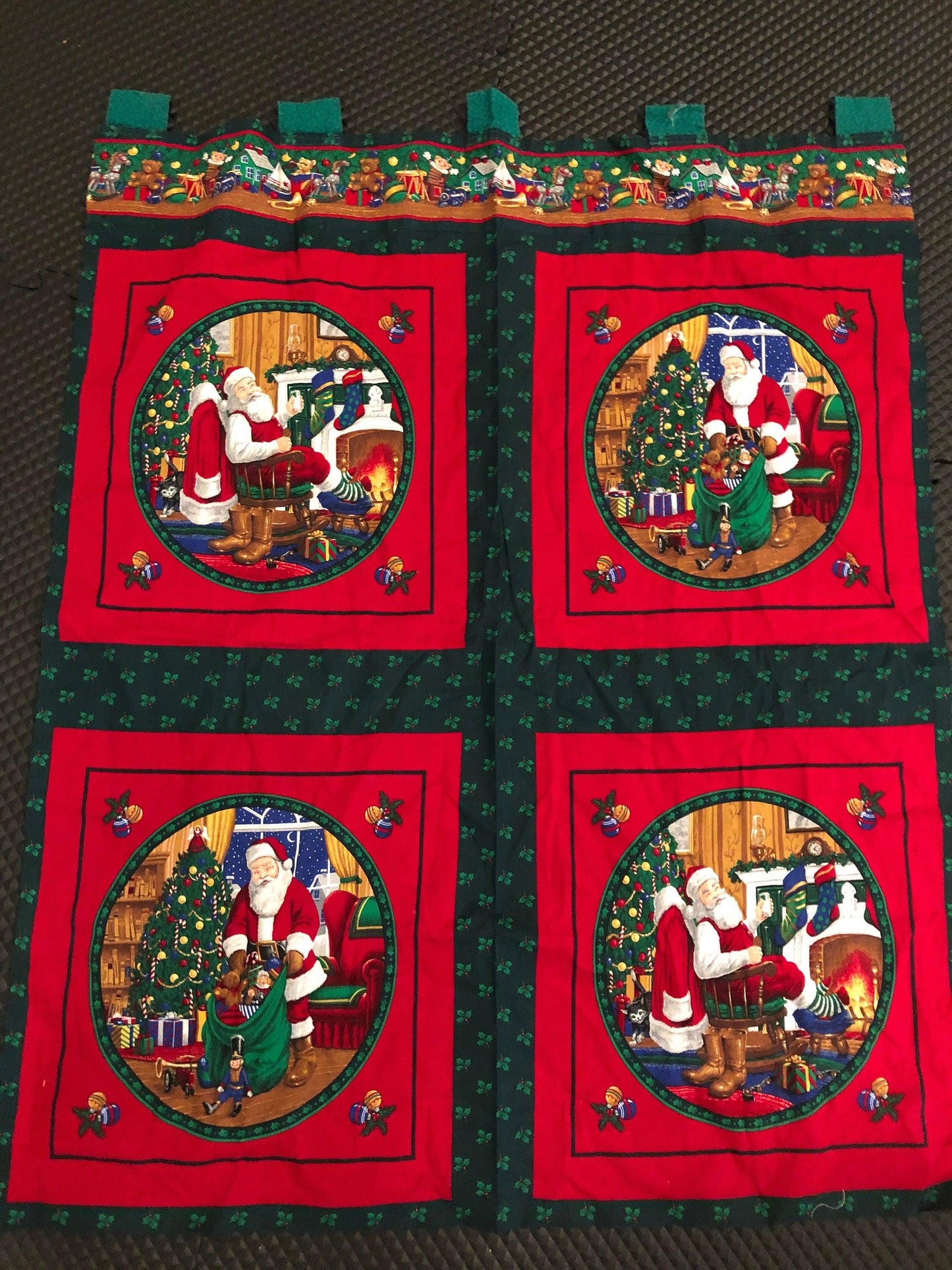 Santa Wall Hanging, Ready to Assemble, Vintage Fabric Panel