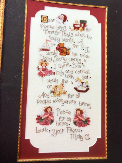 Jean Farish Needleworks, Dear Santa, Vintage, Charted Counted, Cross Stitch Pattern, Design Size 82 by 192 Stitches