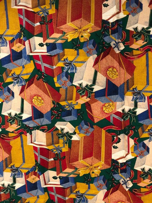 Christmas Present Fabric, 1/2 Yard, Vintage Fabric