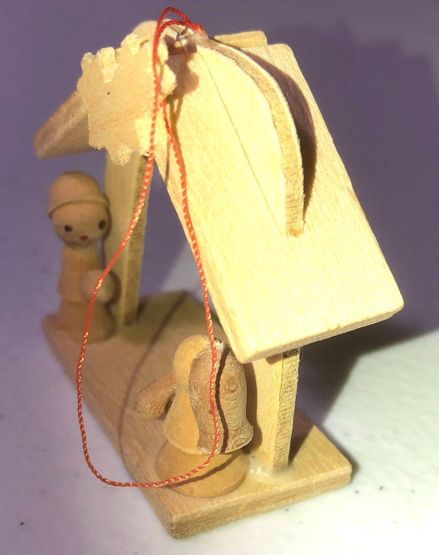 Small Wooden Nativity Scene, Vintage, Unique, Christmas, Ornament