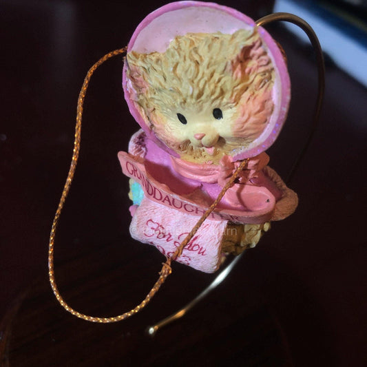 Grandmother For You 1993, Cat in a Pink Bonnet on Ice Skates Ornament