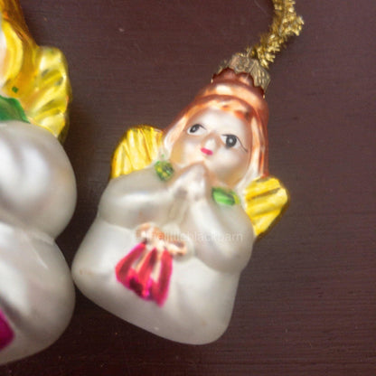 Pair of Angels,  Big and small, Blown Glass Ornaments