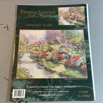 Thomas Kinkade, Painter of Light, Lamplight Bridge, 90067, Vintage 1999, Counted Cross Stitch, or Needlepoint Chart*