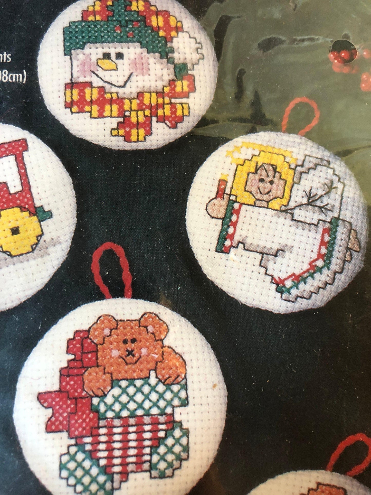 Bucilla, Gallery of Stitches, Yuletide Memories, Vintage 1996, Cross Stitch, Ornaments Kit, 2 by 2 Inches