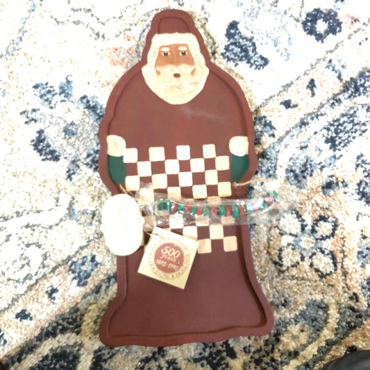 Suchart Studio, Wooden Santa Checkerboard , Vintage 1992,  Collectible Decoration