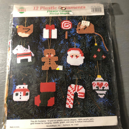 NMI, 12 Plastic Canvas Ornaments, Pre-Cut Shapes, Plastic Canvas Ornament Kit