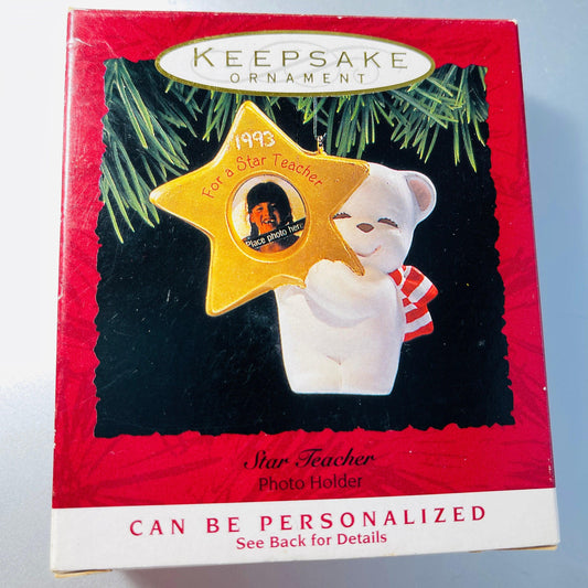 Hallmark, For A Star Teacher, Dated 1993, Keepsake Photo Holder Ornament, QX564-5