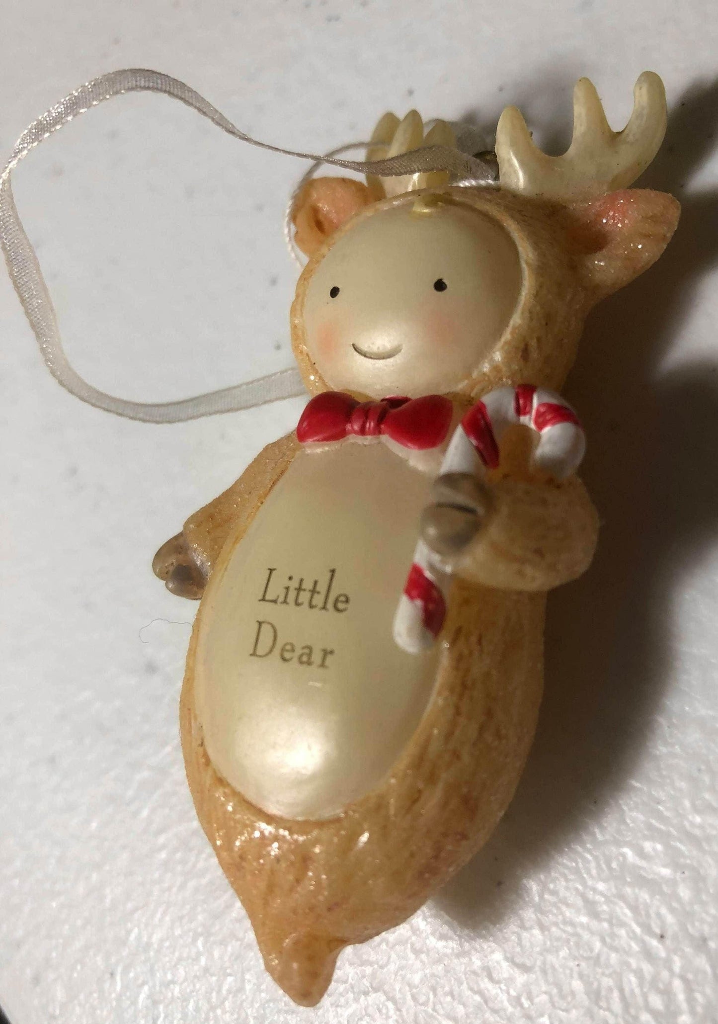 Little Reindeer with Candy Cane, Vintage Christmas Ornament