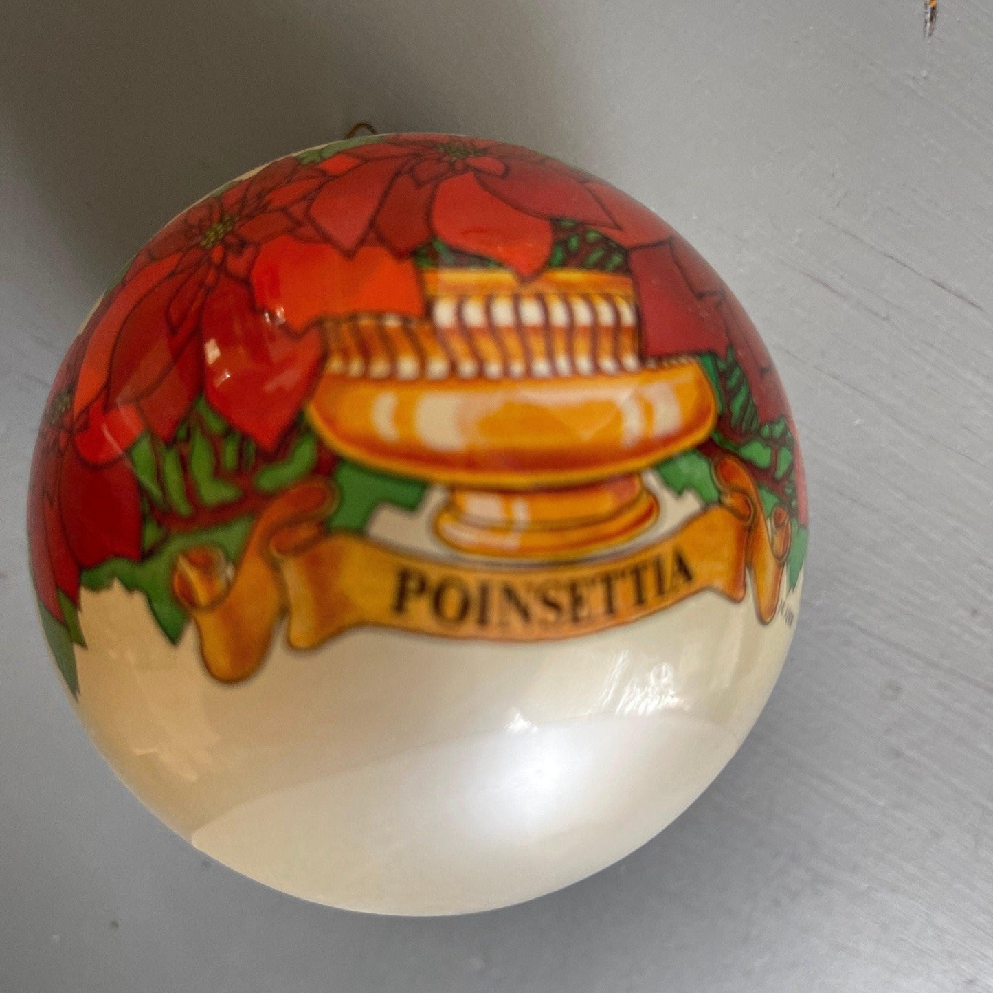 Essex Franke Poinsettia Collectors Series Vintage Glass Ball Christmas Ornament