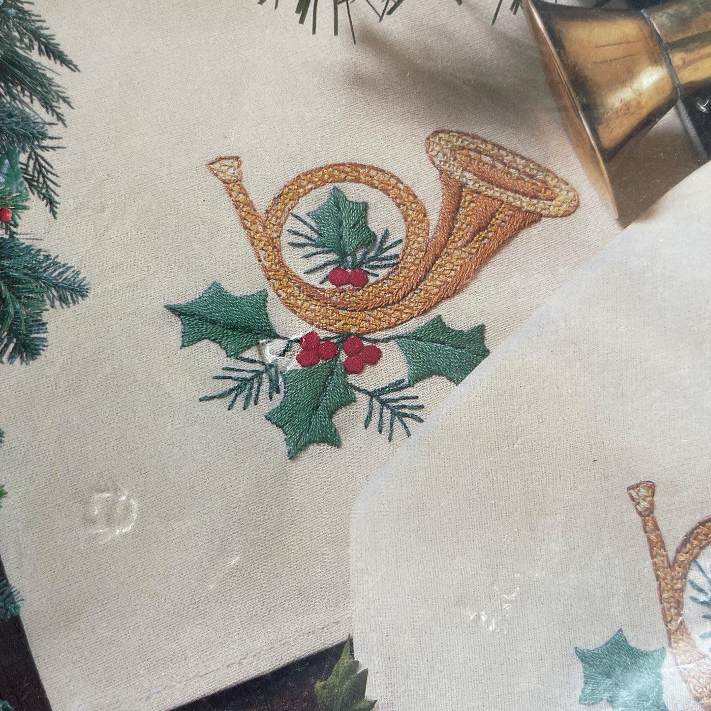 Bucilla Angels Of Christmas Vintage 1995 Set of 8 Stamped Cross Stitch Napkins Kit