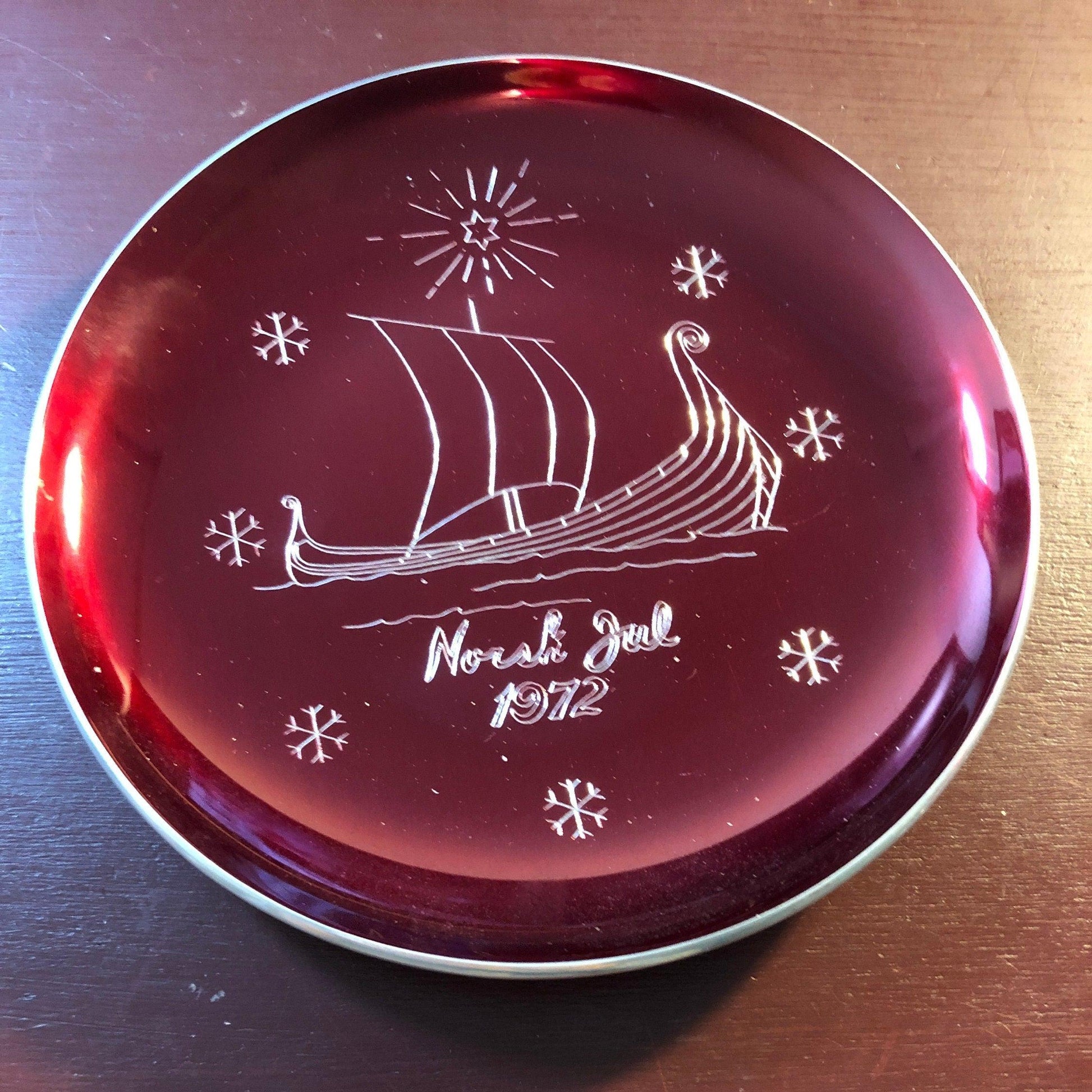 Trondheim, Norway, Gokstad, Viking Ship, 3rd in Limited Edition Series, Vintage 1972 Christmas Plate