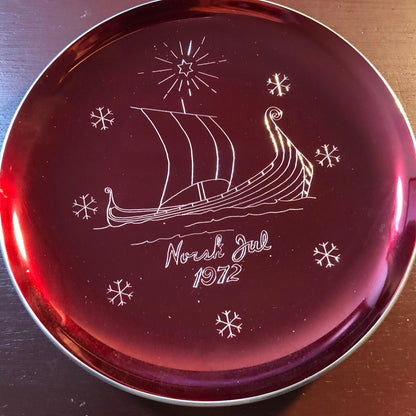 Trondheim, Norway, Gokstad, Viking Ship, 3rd in Limited Edition Series, Vintage 1972 Christmas Plate