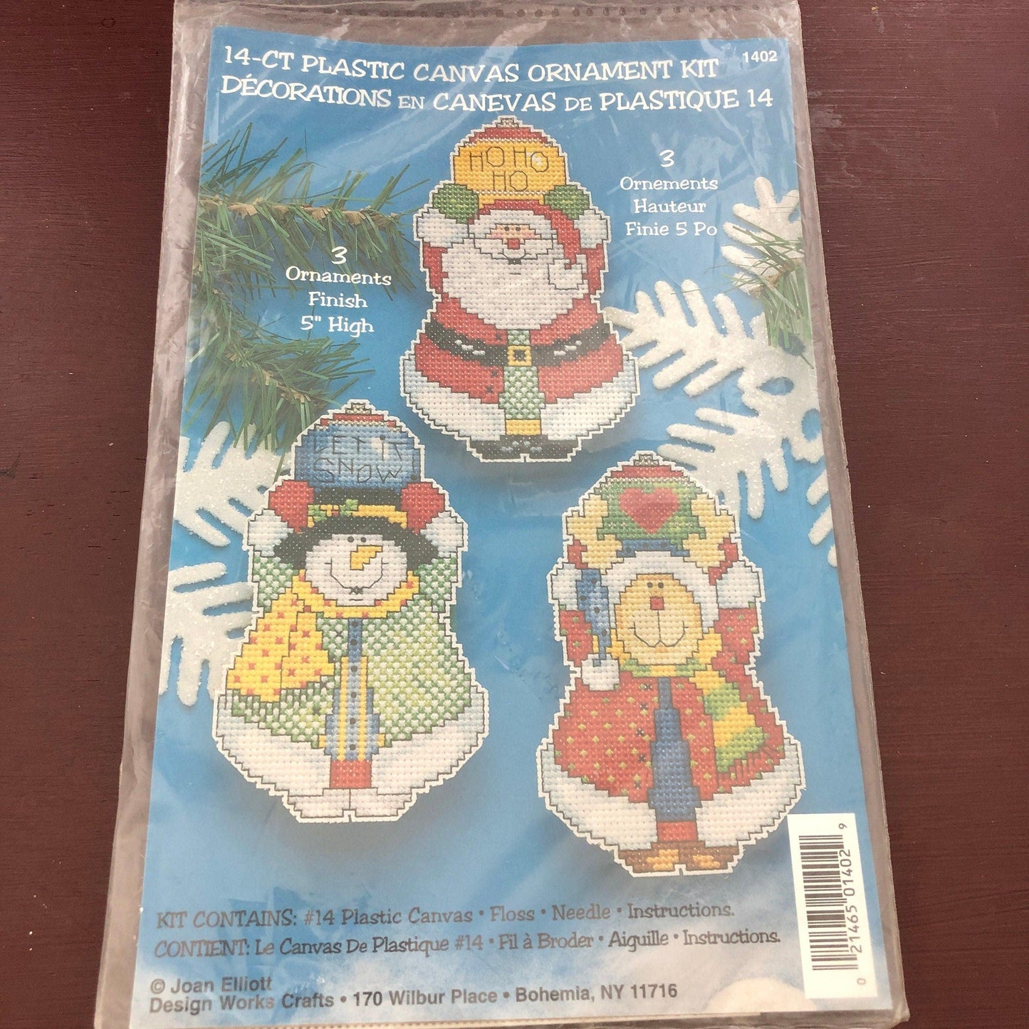 Joan Elliot, Three, 5 Inch High, Christmas Ornaments, Plastic Canvas Kit