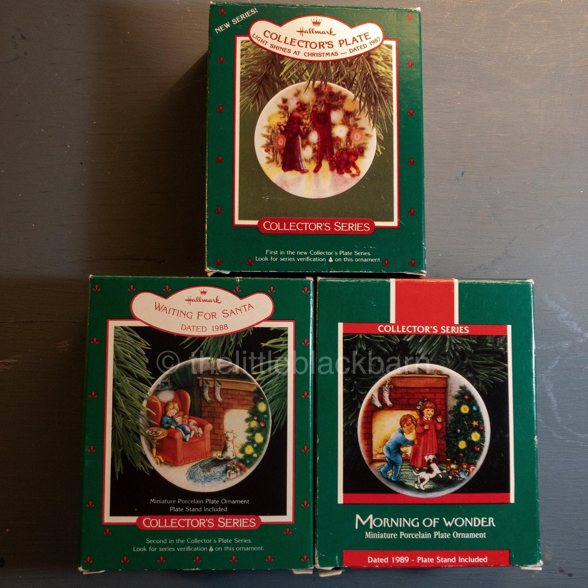 Hallmark, Set Of 3, Collector&#39;s Plate Series, 1987, 1988, 1989, Keepsake Ornaments, See Description*