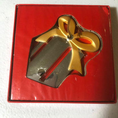 Dansk Present with Beautiful Bow Vintage Silver Plated Christmas Ornament