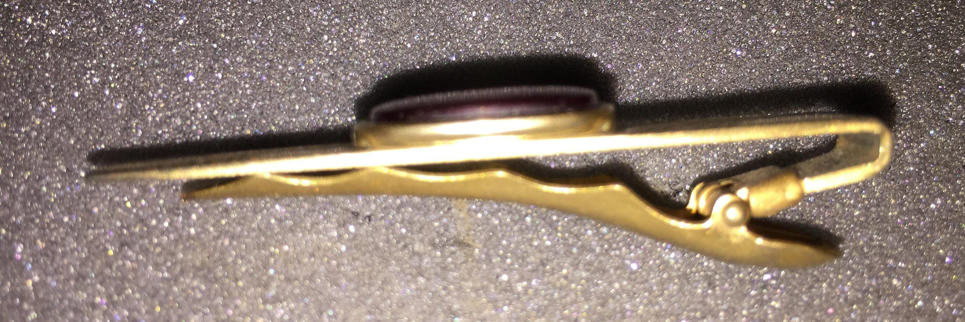 Anson Tie clip 1960s 70s era, Great For Santas Tie!, Vintage Collectible good condition* *gold plated with a red translucent glass