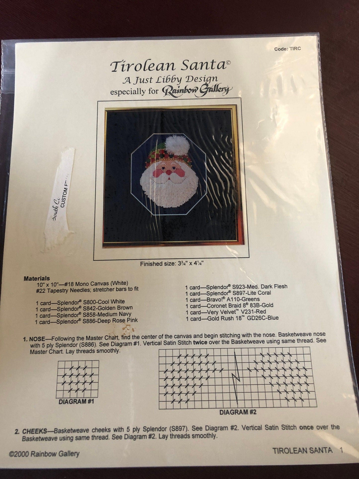 Rainbow Gallery, Tirolean Santa, Counted Cross Stitch Pattern