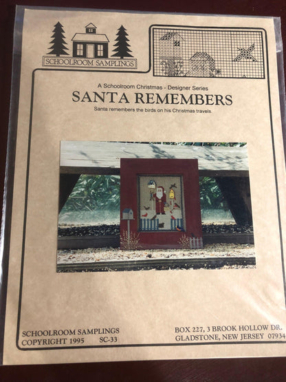 Schoolroom Samplings, Santa Remembers, Vintage 1995, Counted Cross Stitch Pattern