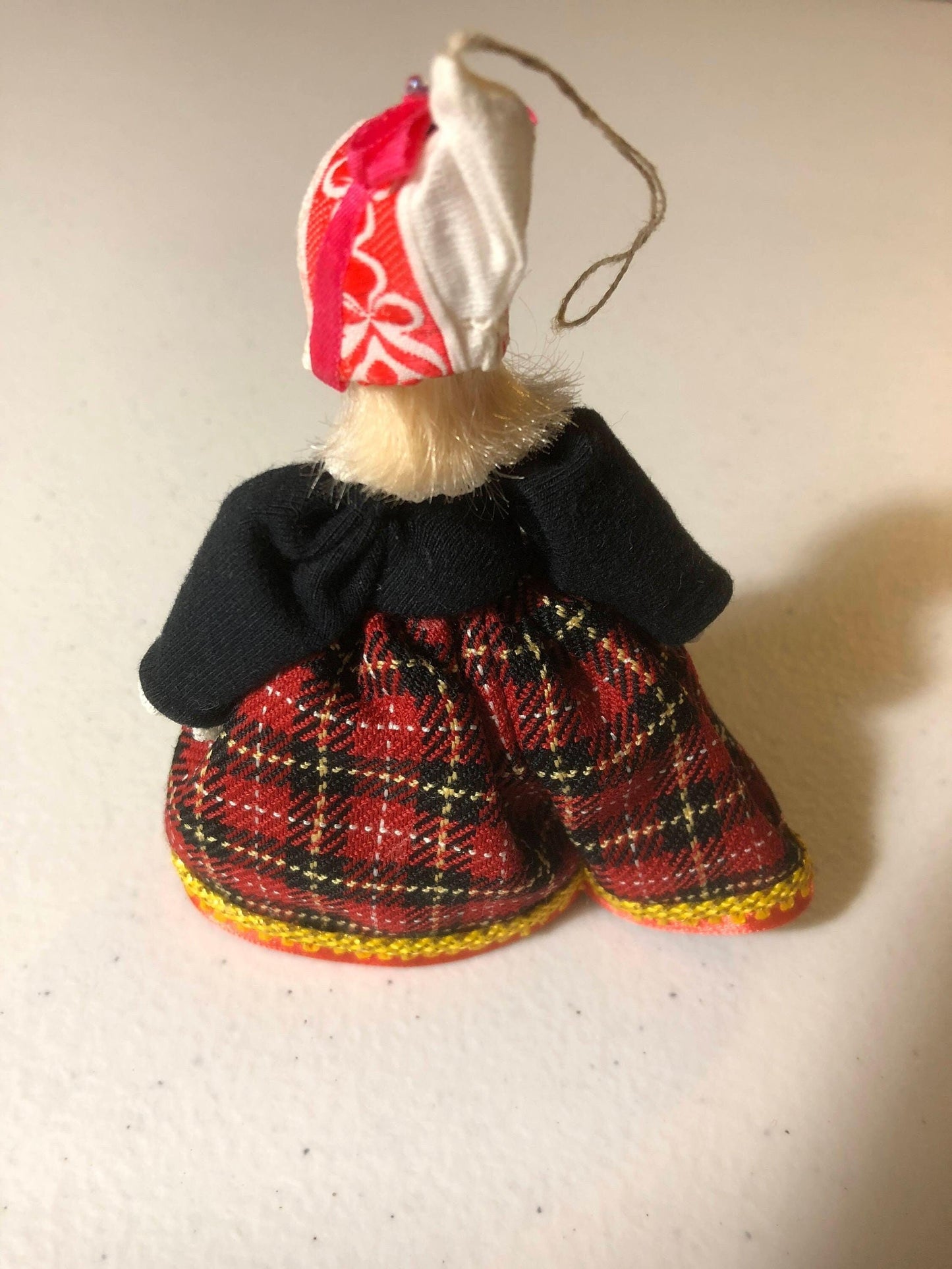 Doll with Dutch Christmas Bonnet, Beautiful Vintage Ornament