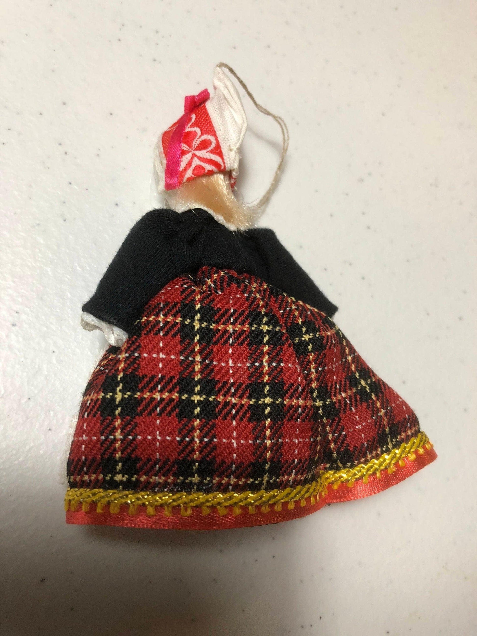 Doll with Dutch Christmas Bonnet, Beautiful Vintage Ornament