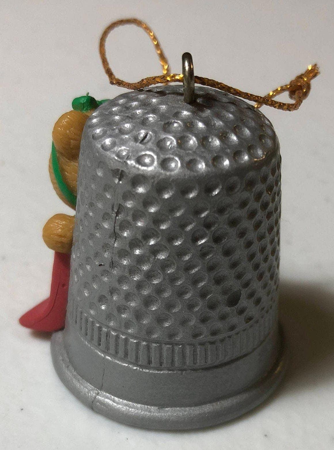 Avon Gift Collection, Merry Christmas Cutie, Thimble Teddy, Vintage Christmas Ornament