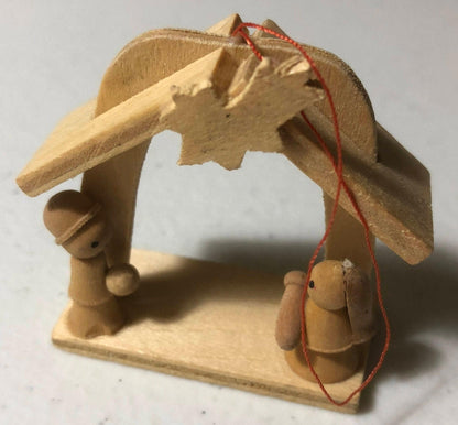 Small Wooden Nativity Scene, Vintage, Unique, Christmas, Ornament