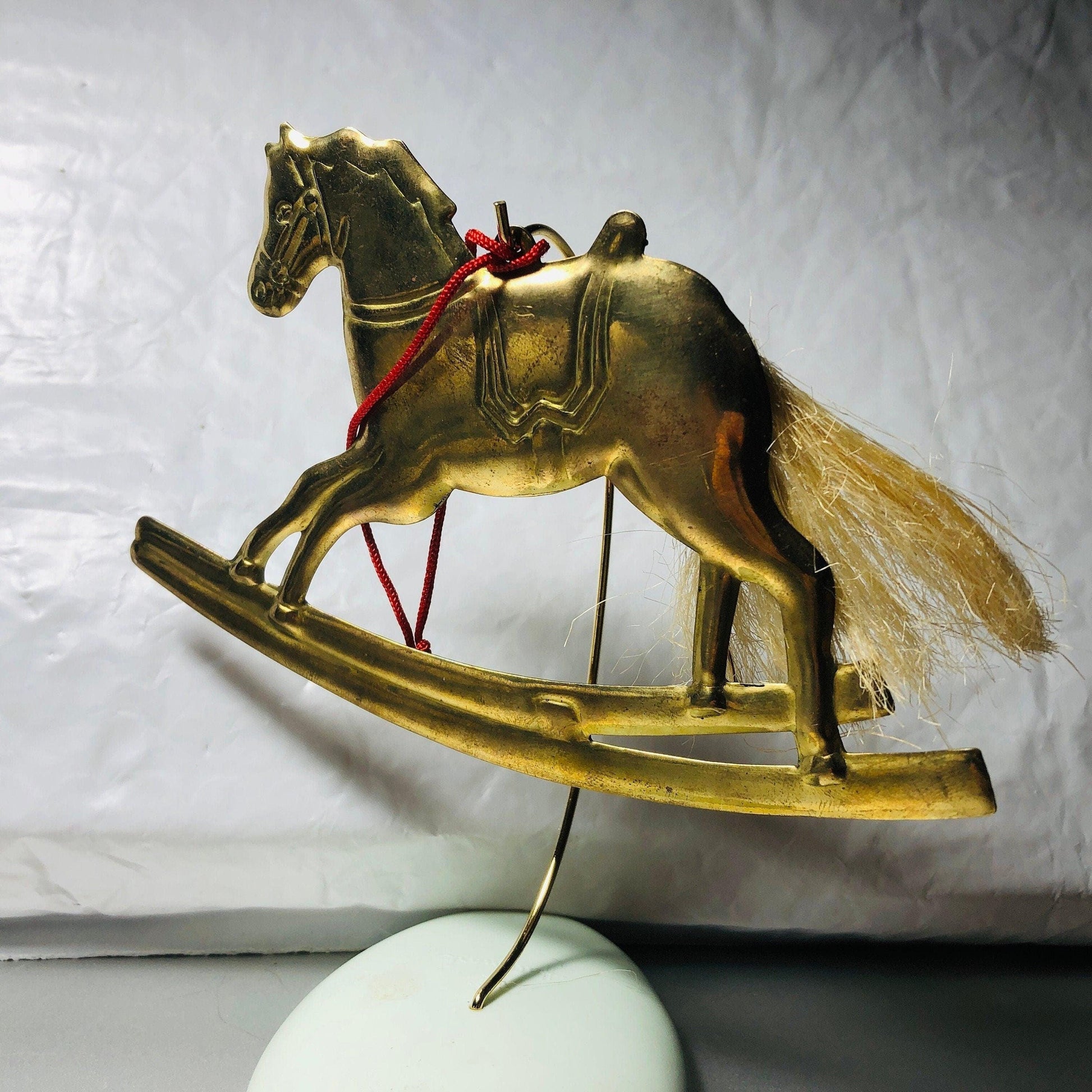 Dept. 56, Brass Rocking Horse, Vintage Christmas Ornament, Hong Kong