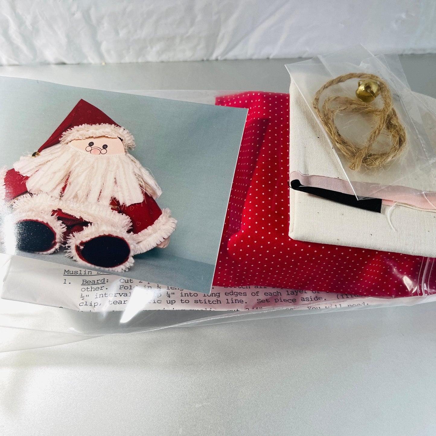 Santa Claus vintage wooden and fabric sewing Kit