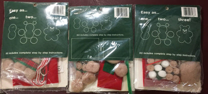 Dale Burdett set of three (3) Christmas, VIntage 1987 felt kits*