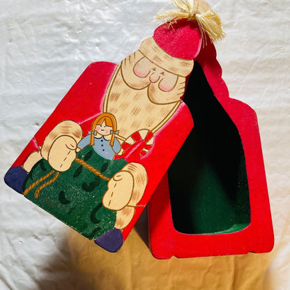 Wooden, Santa Claus Box, Collectible Christmas Decorative Knick Knack