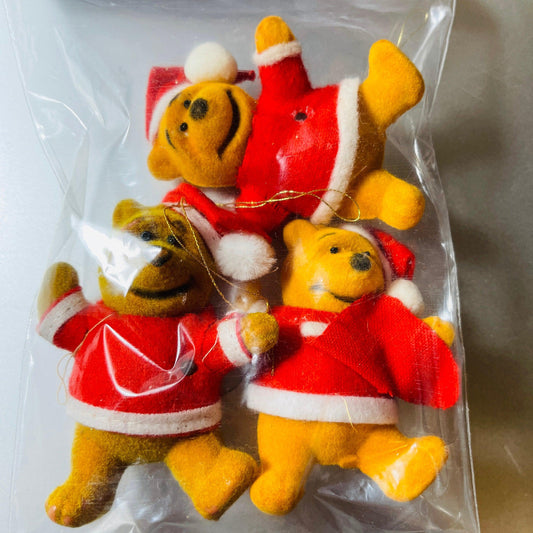 Winnie the Pooh, Set of 3, Walt Disney Productions Flocked Vintage Ornaments