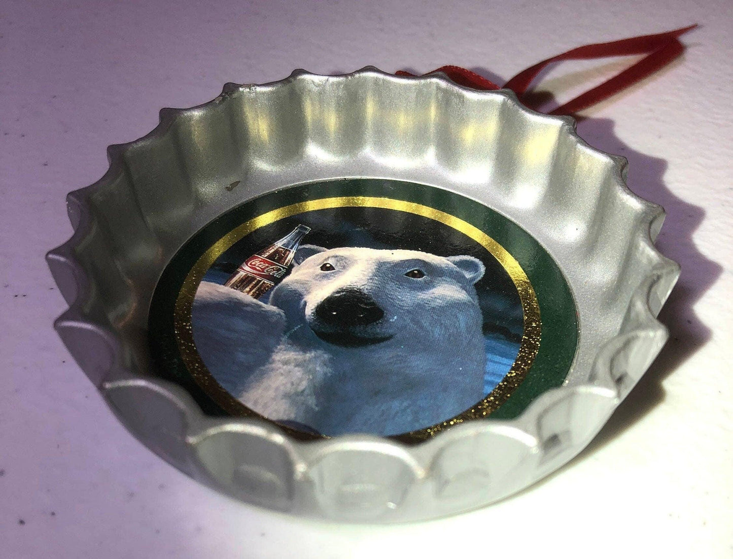 Coca Cola, Polar Bear, Coke Bottle Cap, Vintage 1994, Christmas Ornament