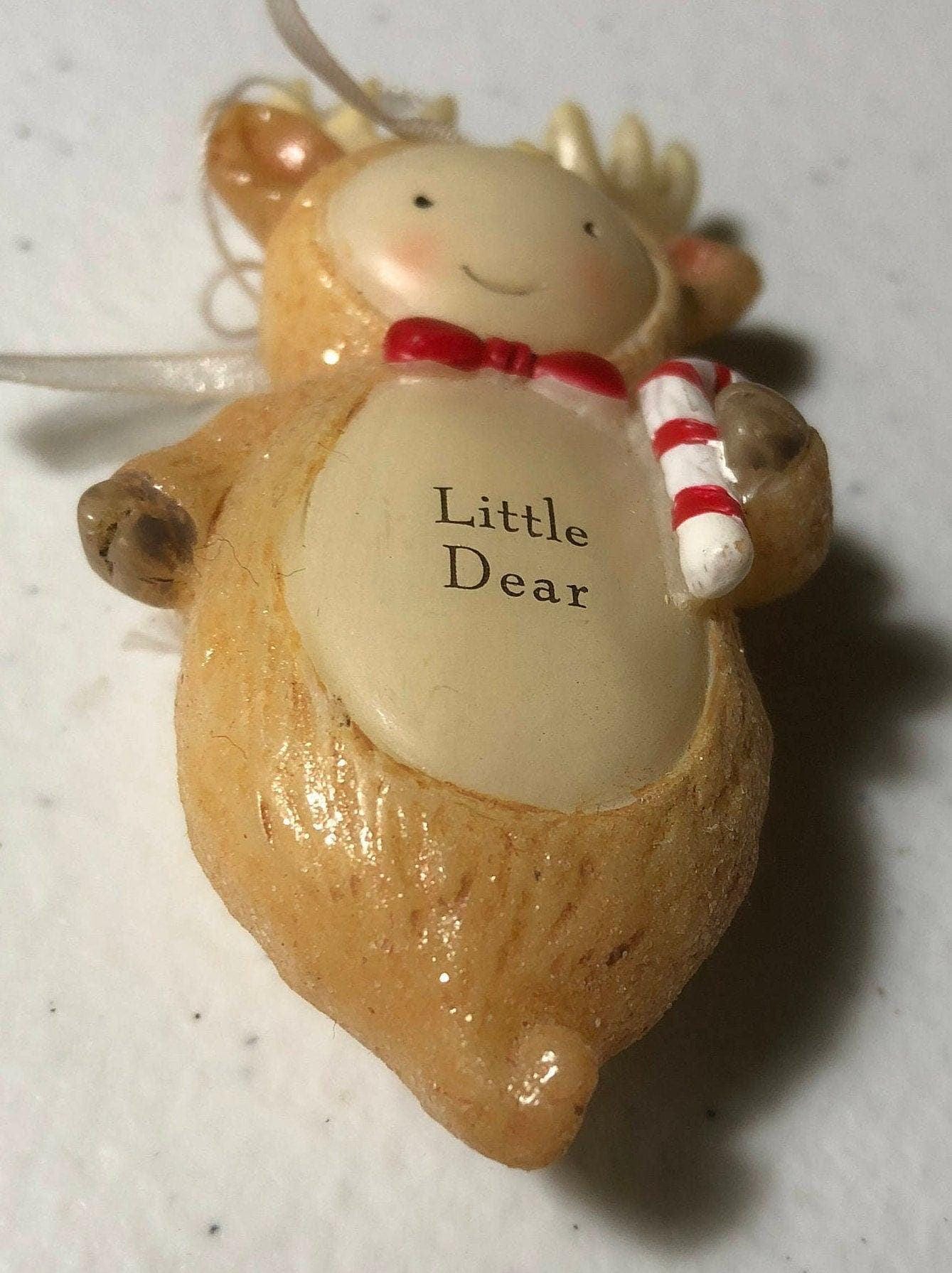 Little Reindeer with Candy Cane, Vintage Christmas Ornament