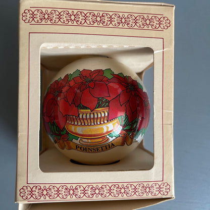 Essex Franke Poinsettia Collectors Series Vintage Glass Ball Christmas Ornament