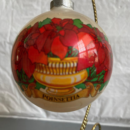 Essex Franke Poinsettia Collectors Series Vintage Glass Ball Christmas Ornament