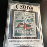 Cathy Needlecraft Colonial Village No. 0408 vintage stamped cross stitch kit 18 by 10 inches