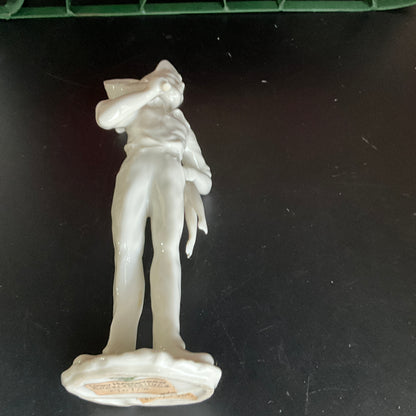 Lorenz Hutschenreuther Kunstabteiliung white porcelain boy going fishing statue figurine