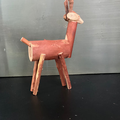 Wonderful wooden antlered whitetail deer handmade folk-art figurine
