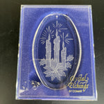 Crystal Etchings by Comar choice of Bells or Candles vintage 1977 acrylic ornaments