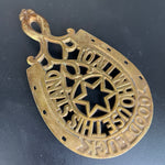 Beautiful brass horseshoe trivet with "GOOD LUCK TO ALL WHO USE THIS STAND" vintage kitchen collectible