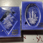 Crystal Etchings by Comar choice of Bells or Candles vintage 1977 acrylic ornaments