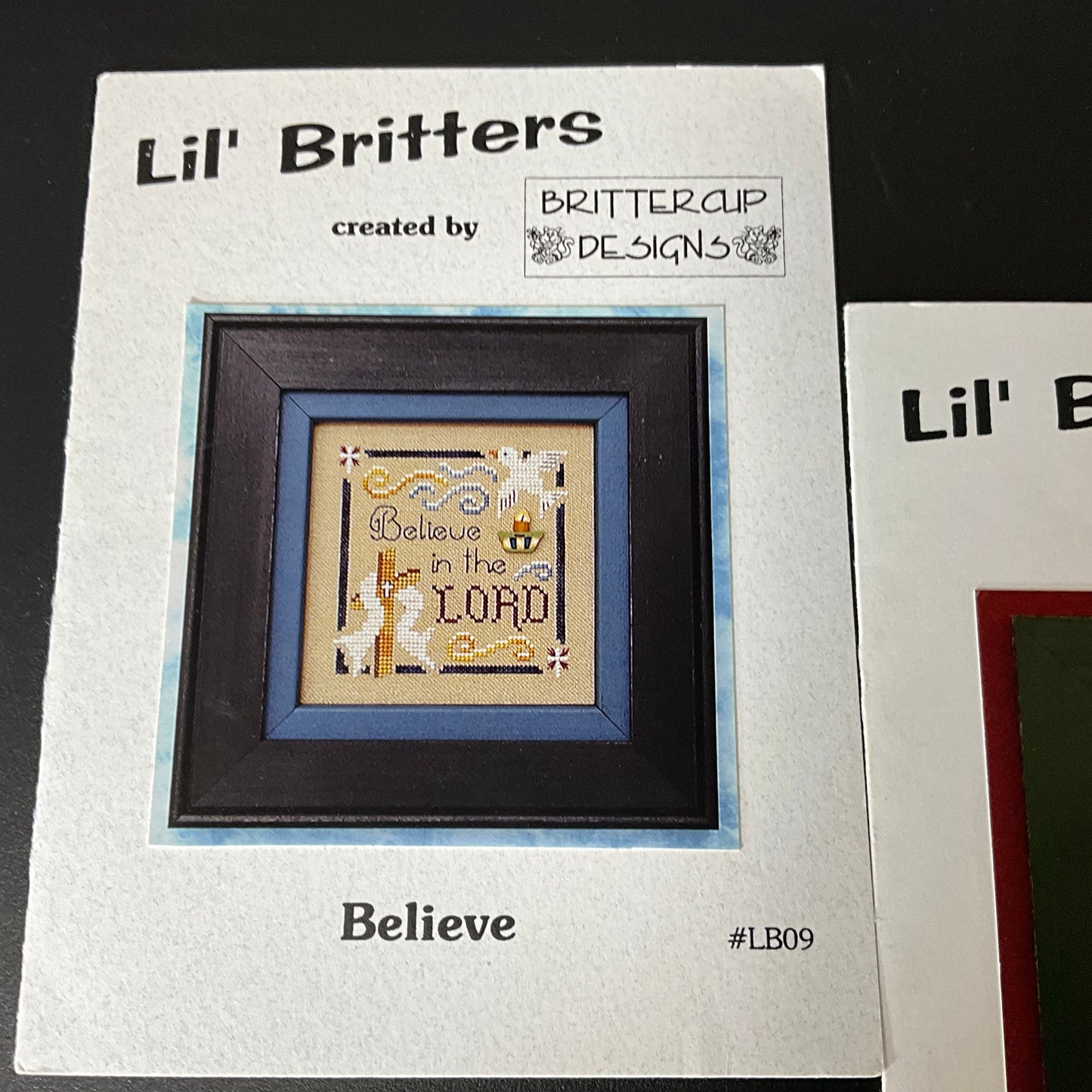 Lil' Britters set of 2 He's the Reason & Believe cross stitch charts
